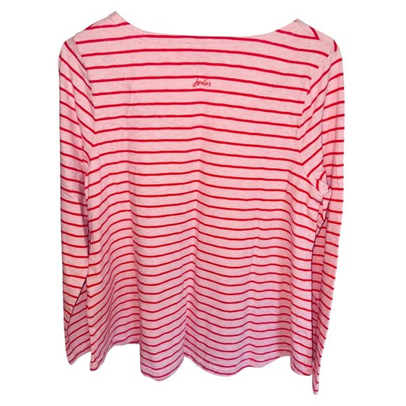 Joules Red White Striped Nautical V Neck Top 10 Classic Travel Casual Money Prep - Picture 3 of 10